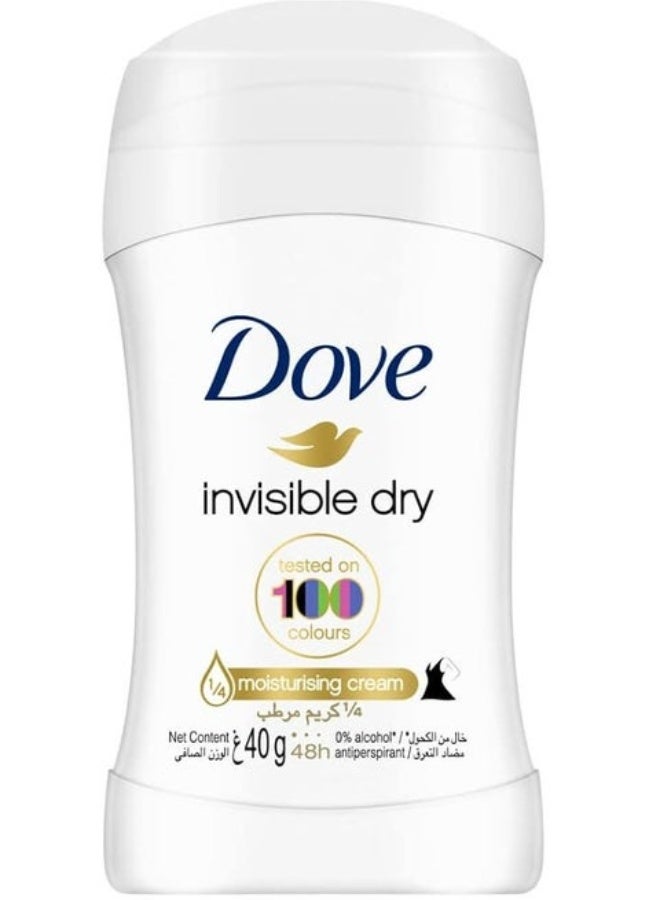 مزيل عرق دوف ستيك "إنفيزيبل دراي" (Dove Invisible Dry) - 40 جرام - ضد علامات البيضاء